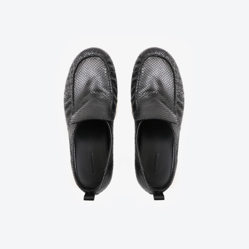 Snake-Print Pleated Loafers